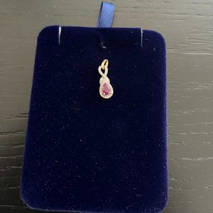 14 kt Yellow Gold Diamond and Ruby Pendant